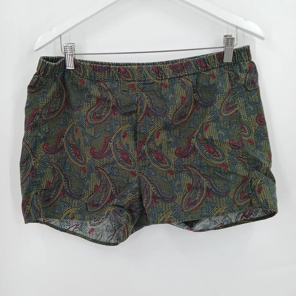 mens London Jeans Vintage Green Geometric Chevron Printed Shorts Size small